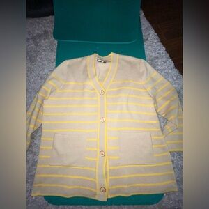 Tuckernuck Lauren Two Tone Chic Button Front Cardigan Yellow/Tan Women’s Large
